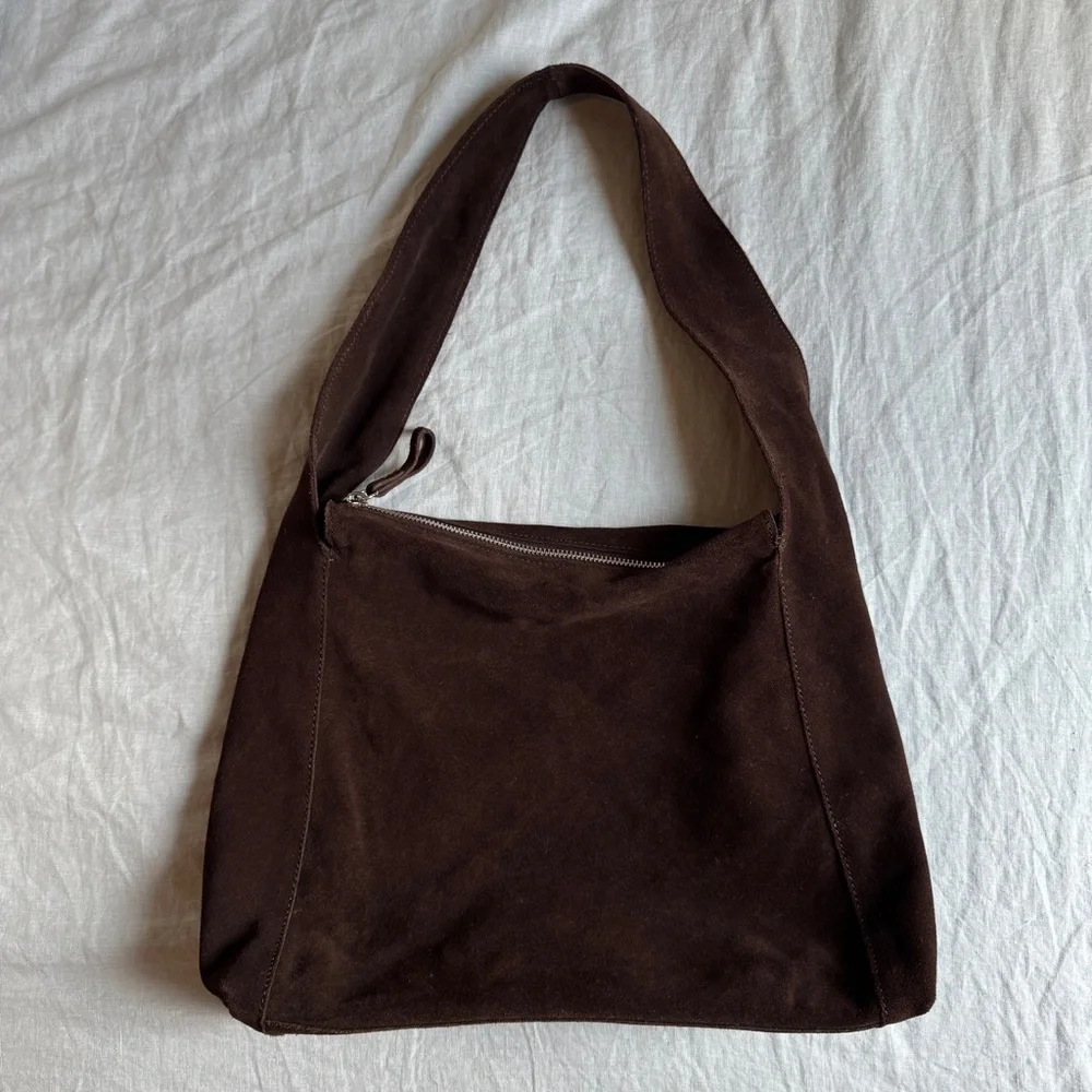 Chocolate Brown Suede Shoulder Bag